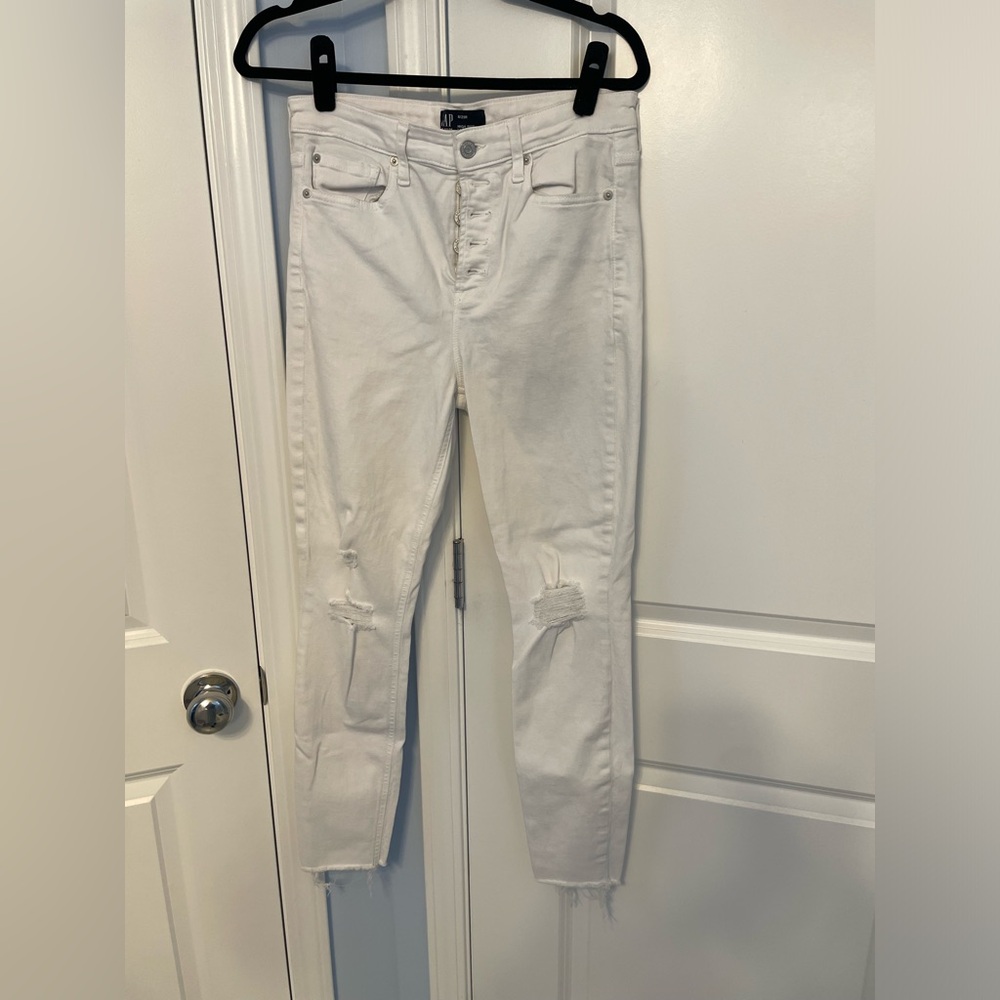 GAP white distressed high rise jegging sz 29/8